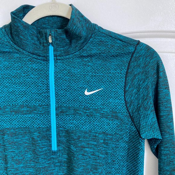 Nike Dri Fit Knit Half Zip running pullover in "Forest Green Heather" S - Picture 8 of 9